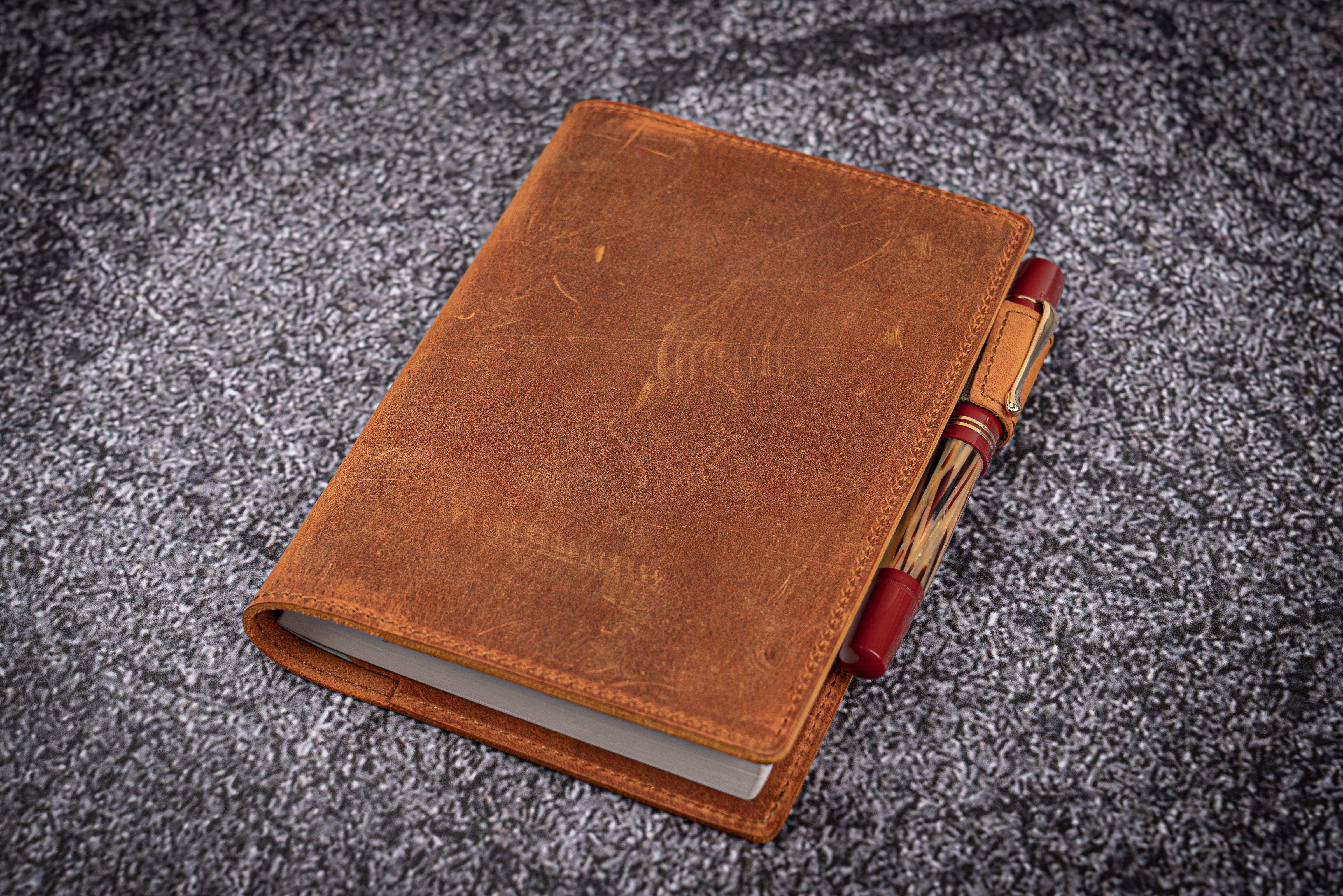 Leather Slim A6 Notebook / Planner Cover - Crazy Horse Brown-Galen Leather