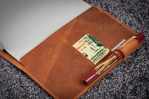 Leather Slim A6 Notebook / Planner Cover - Crazy Horse Brown-Galen Leather