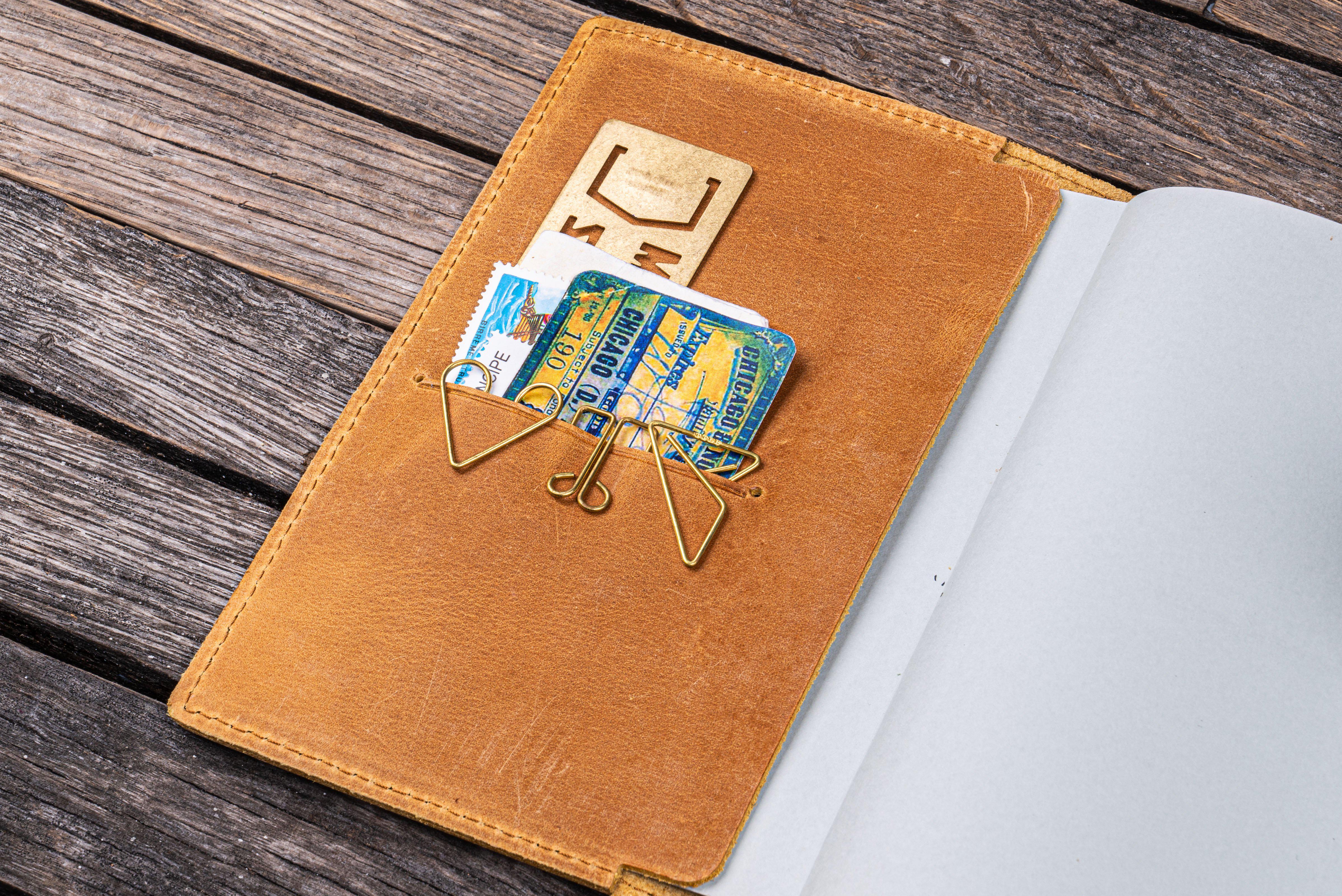 Leather Slim A6 Notebook / Planner Cover - Crazy Horse Honey Ochre-Galen Leather