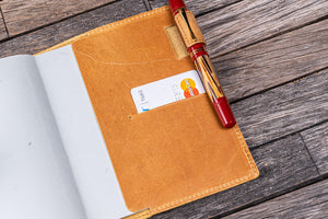 Leather Slim A6 Notebook / Planner Cover - Crazy Horse Honey Ochre-Galen Leather
