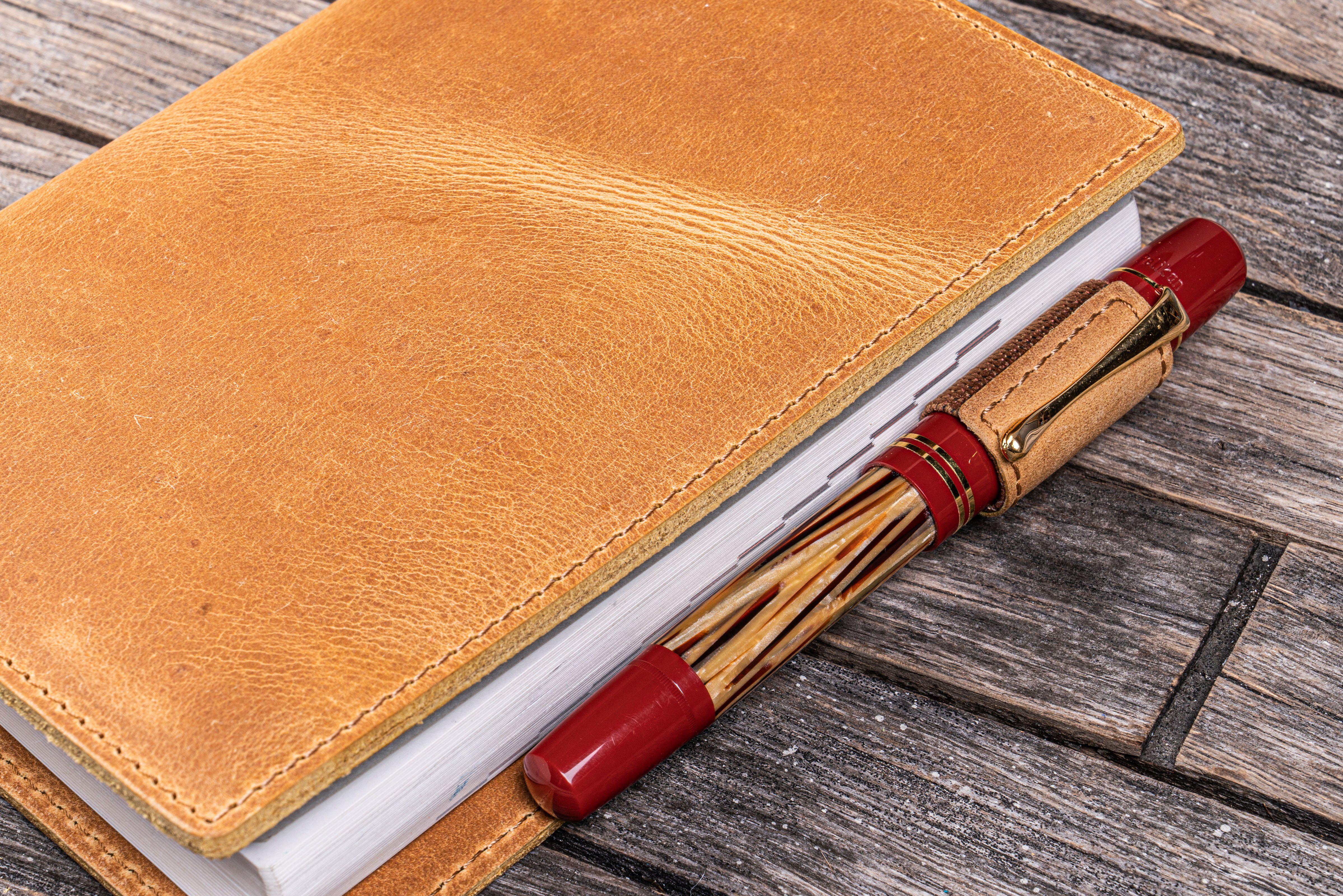 Leather Slim A6 Notebook / Planner Cover - Crazy Horse Honey Ochre-Galen Leather
