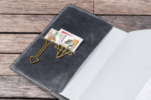 Leather Slim A6 Notebook / Planner Cover - Crazy Horse Smoky-Galen Leather