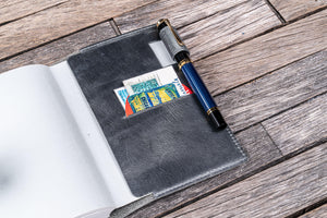 Leather Slim A6 Notebook / Planner Cover - Crazy Horse Smoky-Galen Leather