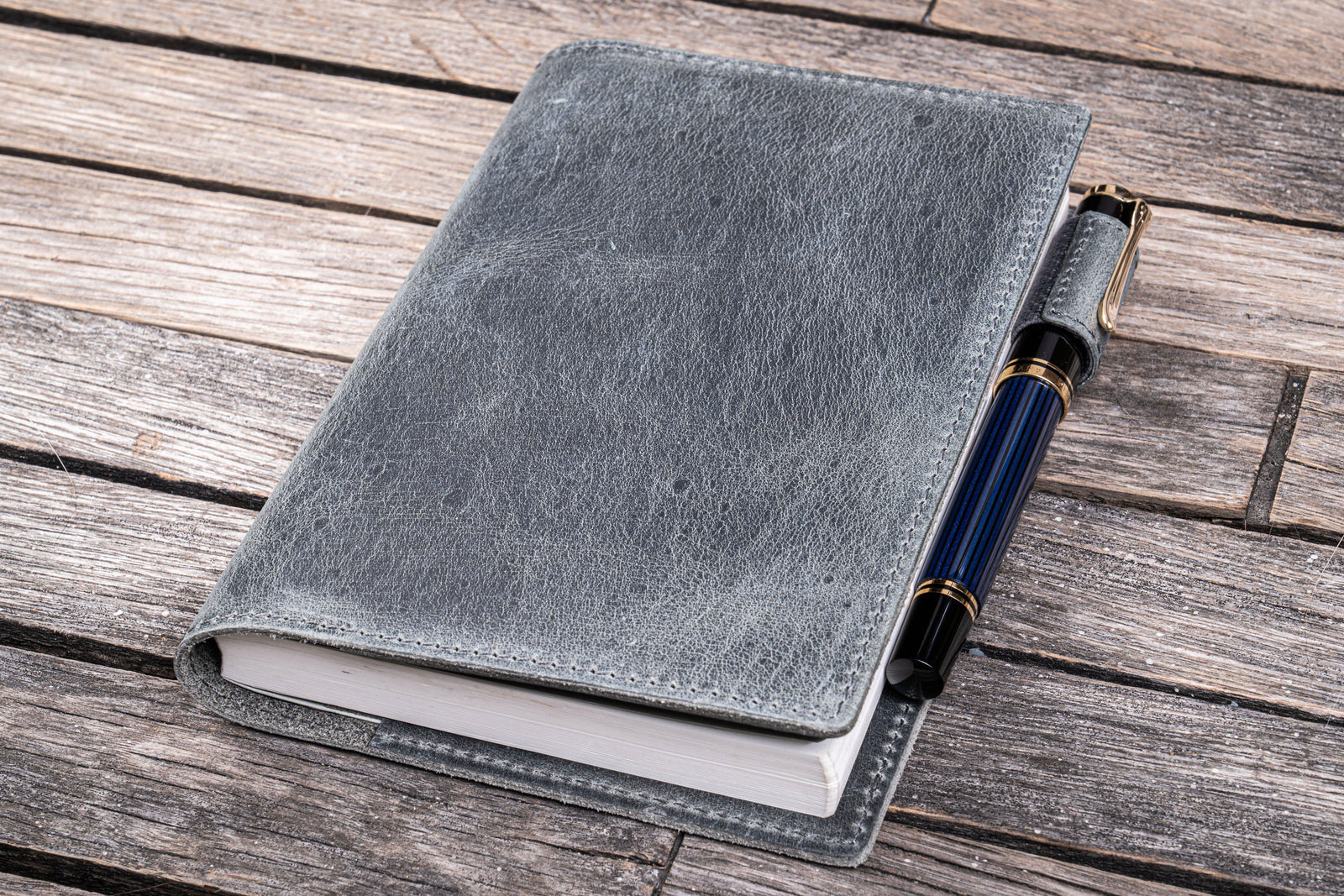 Leather Slim A6 Notebook / Planner Cover - Crazy Horse Smoky-Galen Leather