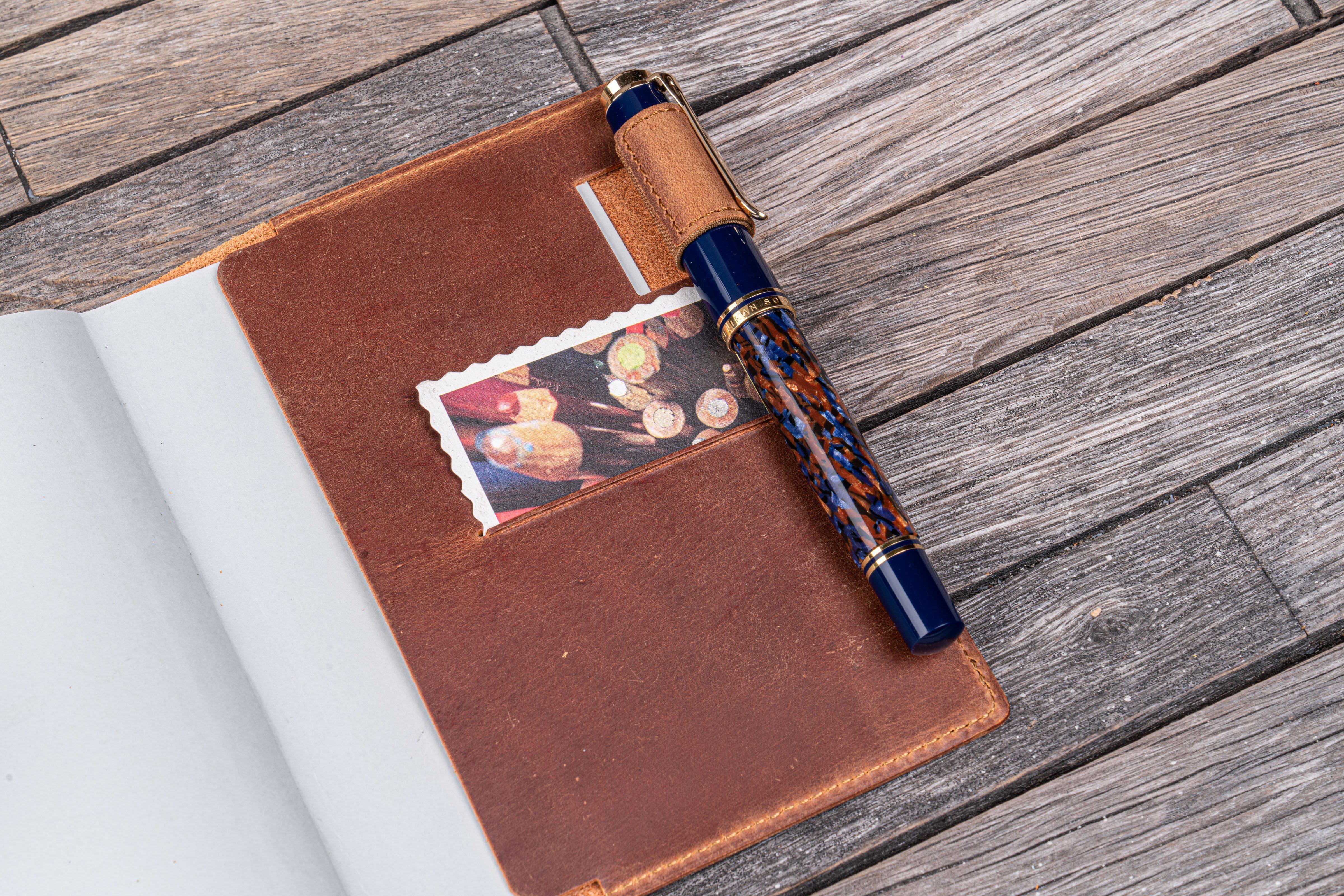 Leather Slim A6 Notebook / Planner Cover - Crazy Horse Tan-Galen Leather