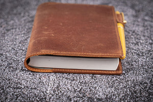 Leather Slim A6 Notebook / Planner Cover - Crazy Horse Tan-Galen Leather