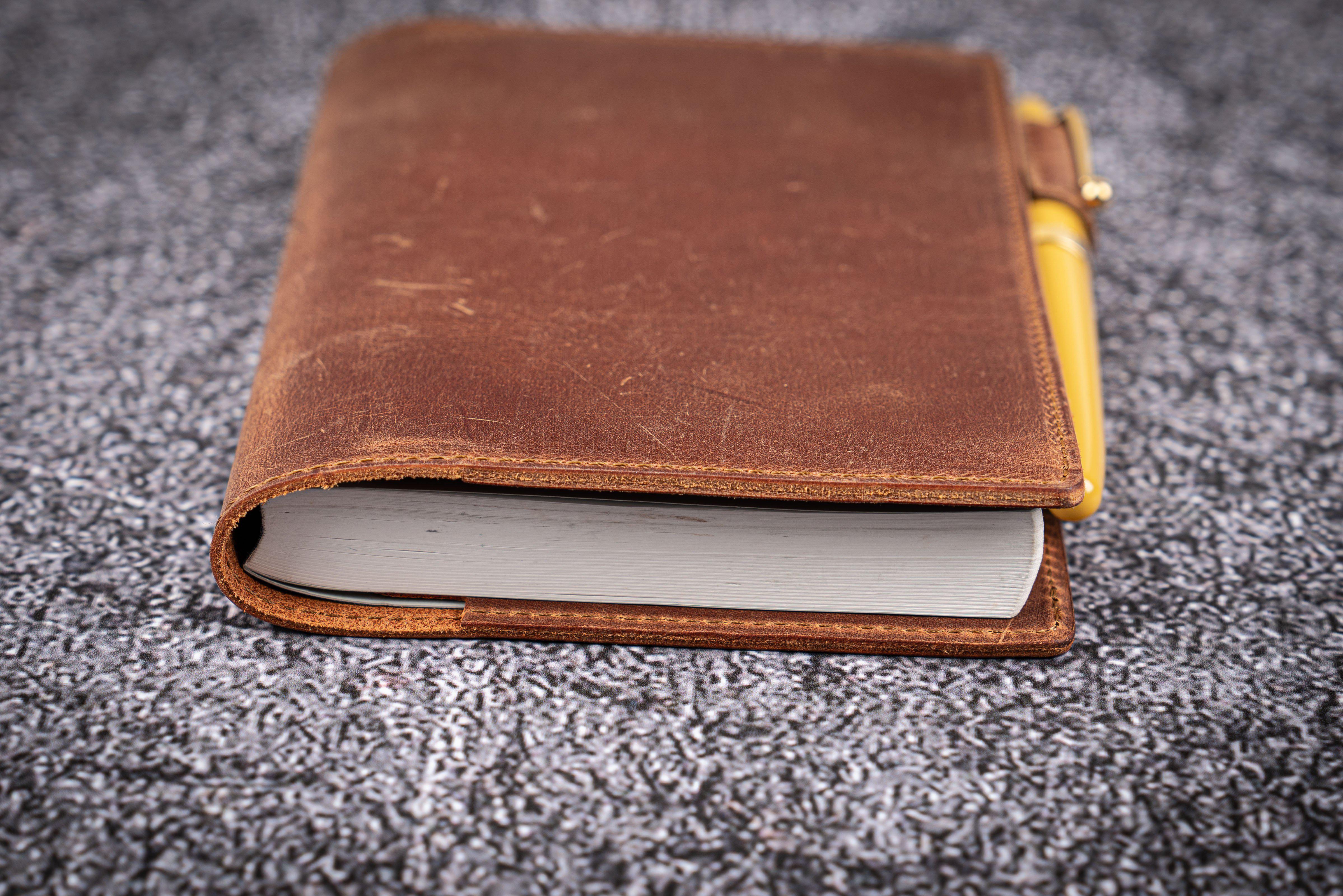 Leather Slim A6 Notebook / Planner Cover - Crazy Horse Tan-Galen Leather
