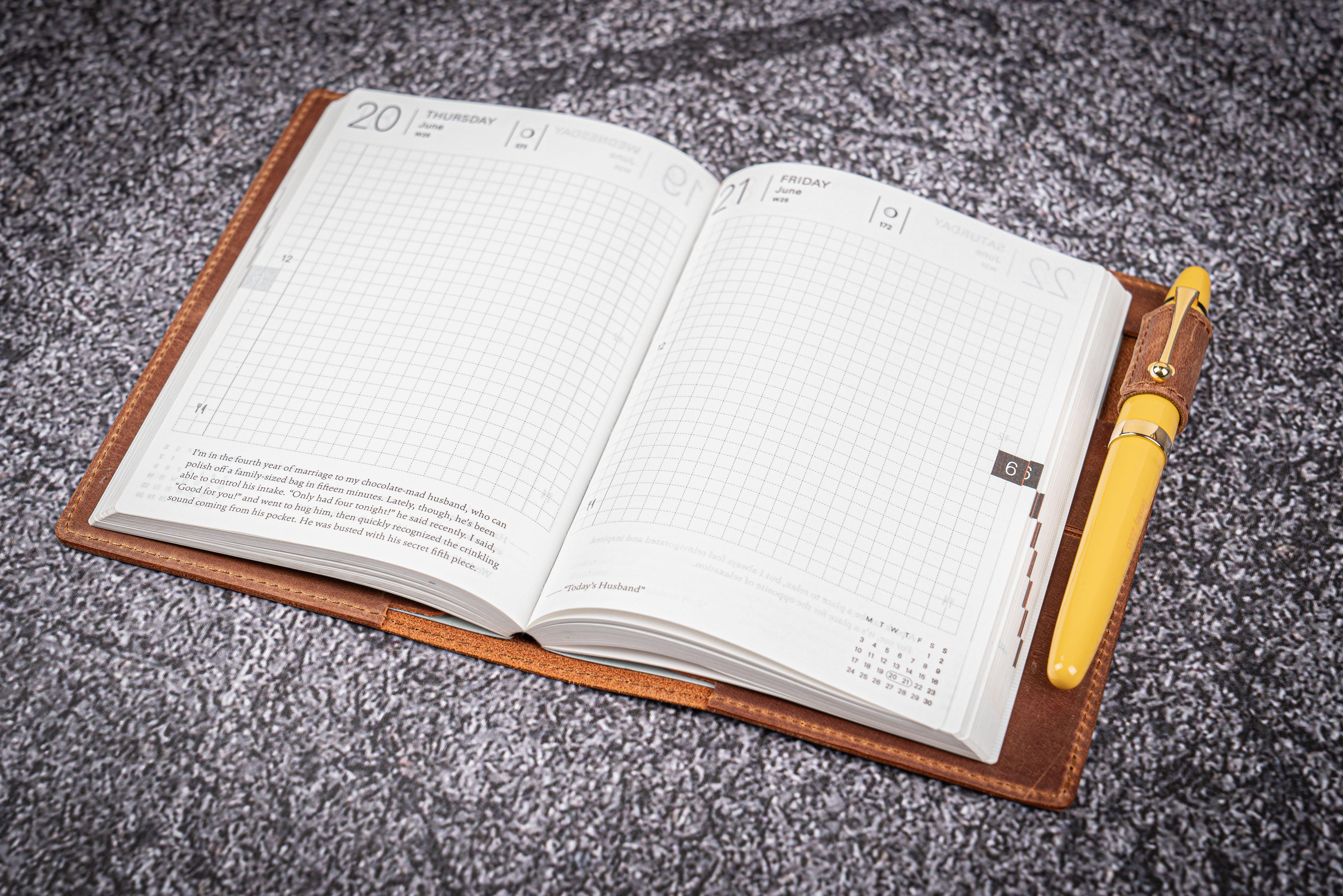 Leather Slim A6 Notebook / Planner Cover - Crazy Horse Tan-Galen Leather