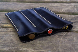 Leather Triple Fountain Pen Case / Pen Pouch - Black-Galen Leather