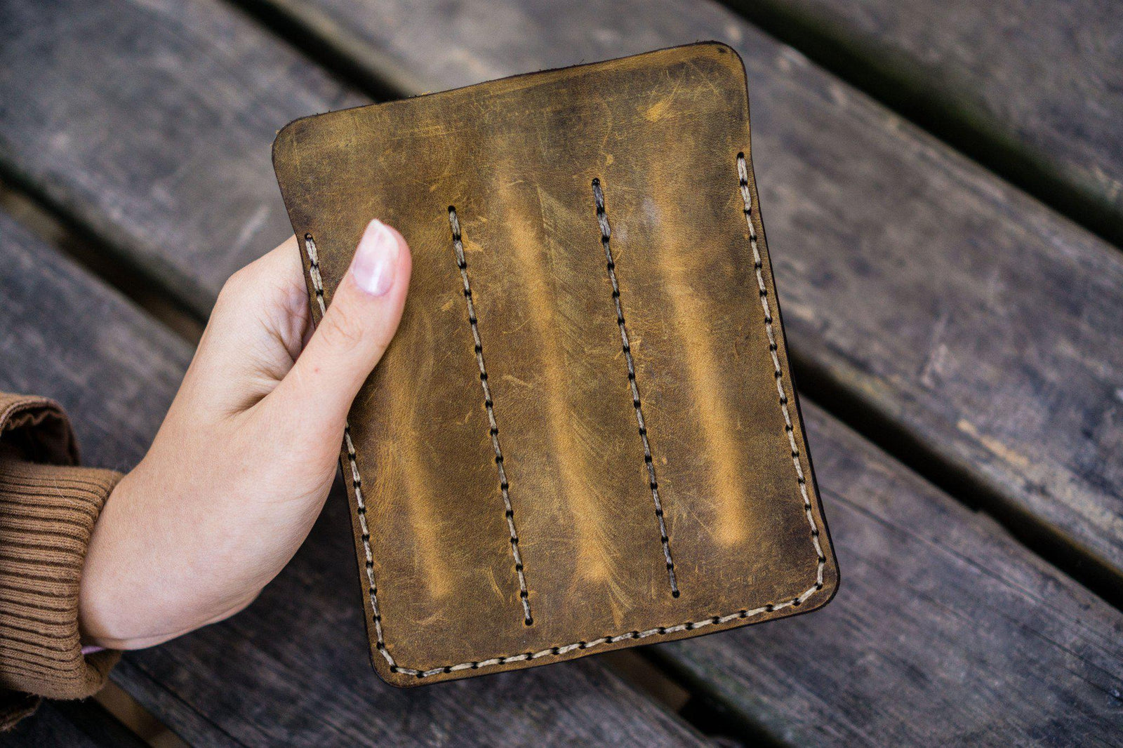 Leather Triple Fountain Pen Case / Pen Pouch - Crazy Horse Brown-Galen Leather