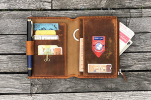 Leather Wallet Insert for Traveler's Notebook - Passport Size - Crazy Horse Brown-Galen Leather