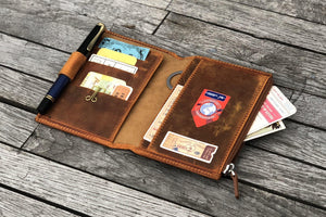 Leather Wallet Insert for Traveler's Notebook - Passport Size - Crazy Horse Brown-Galen Leather