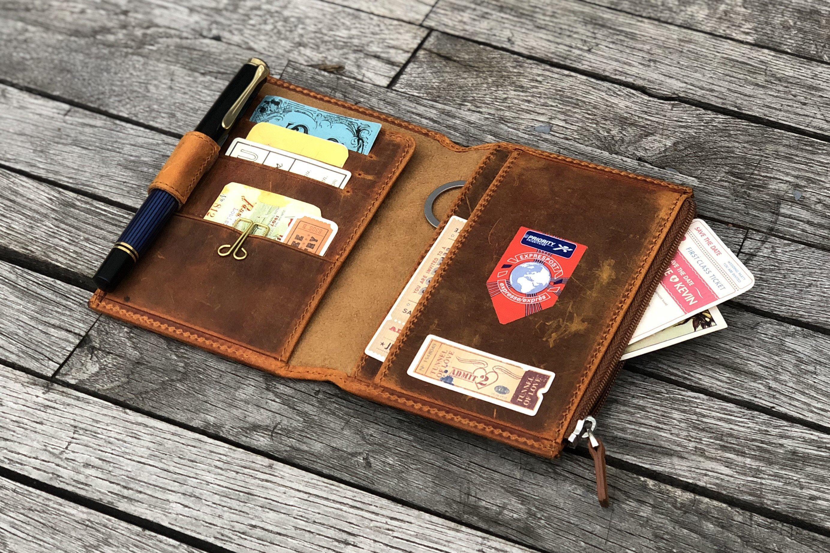 Leather Wallet Insert for Traveler's Notebook - Passport Size - Crazy Horse Brown-Galen Leather