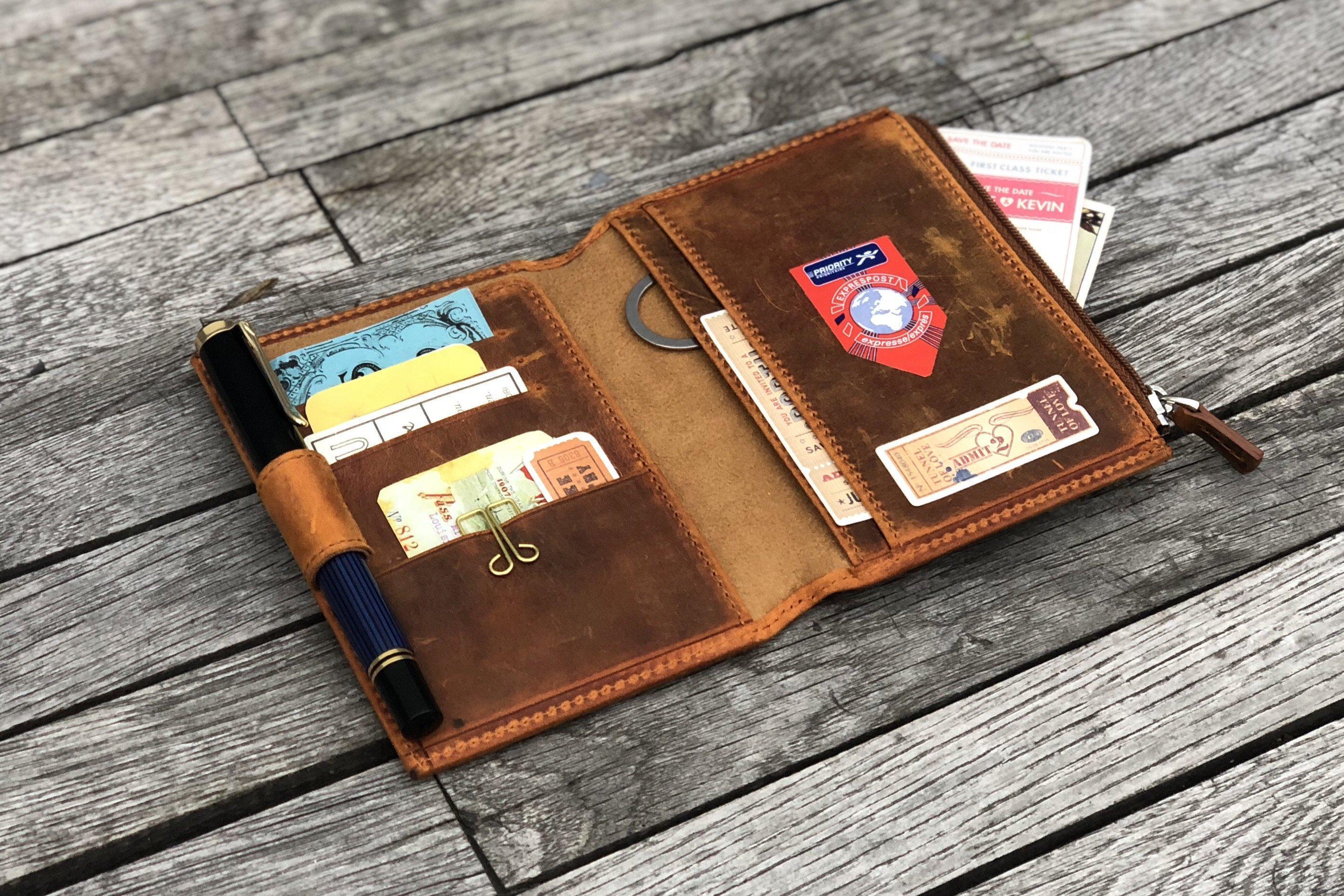 Leather Wallet Insert for Traveler's Notebook - Passport Size - Crazy Horse Brown-Galen Leather