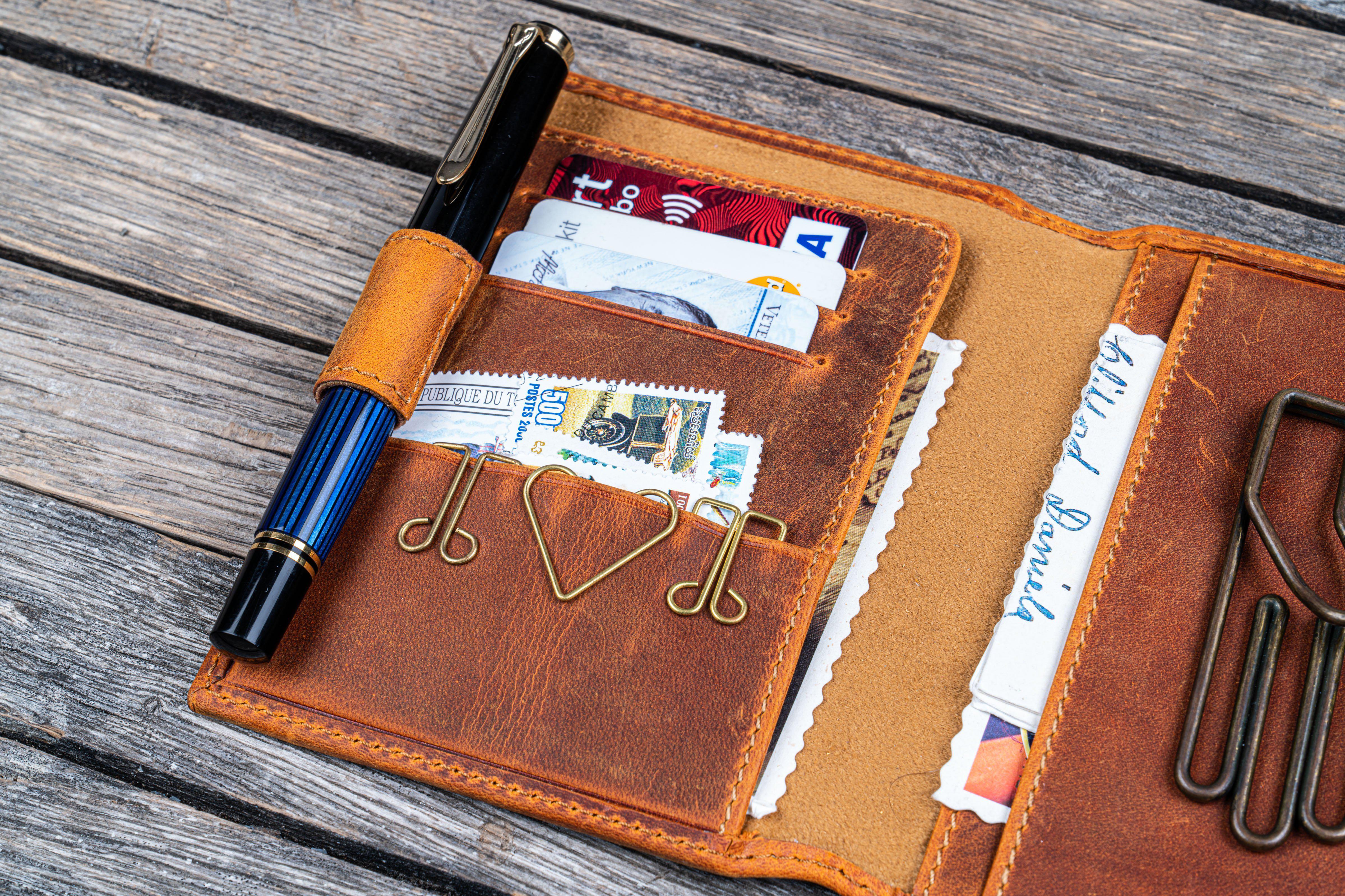 Leather Wallet Insert for Traveler's Notebook - Passport Size - Crazy Horse Brown-Galen Leather