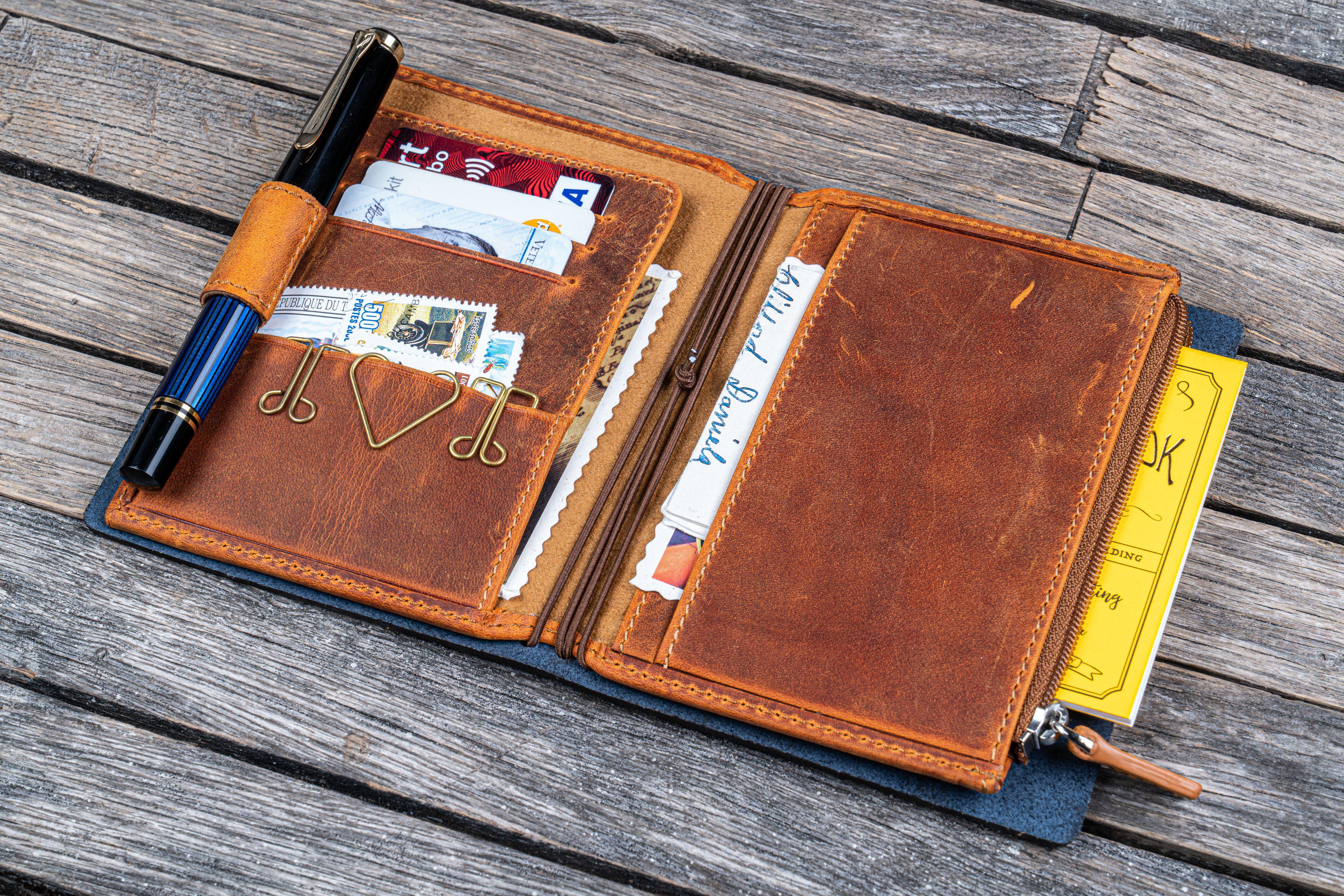Leather Wallet Insert for Traveler's Notebook - Passport Size - Crazy Horse Brown-Galen Leather