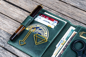Leather Wallet Insert for Traveler's Notebook - Passport Size - Crazy Horse Forest Green-Galen Leather