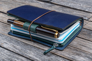 Leather Wallet Insert for Traveler's Notebook - Passport Size - Crazy Horse Forest Green-Galen Leather