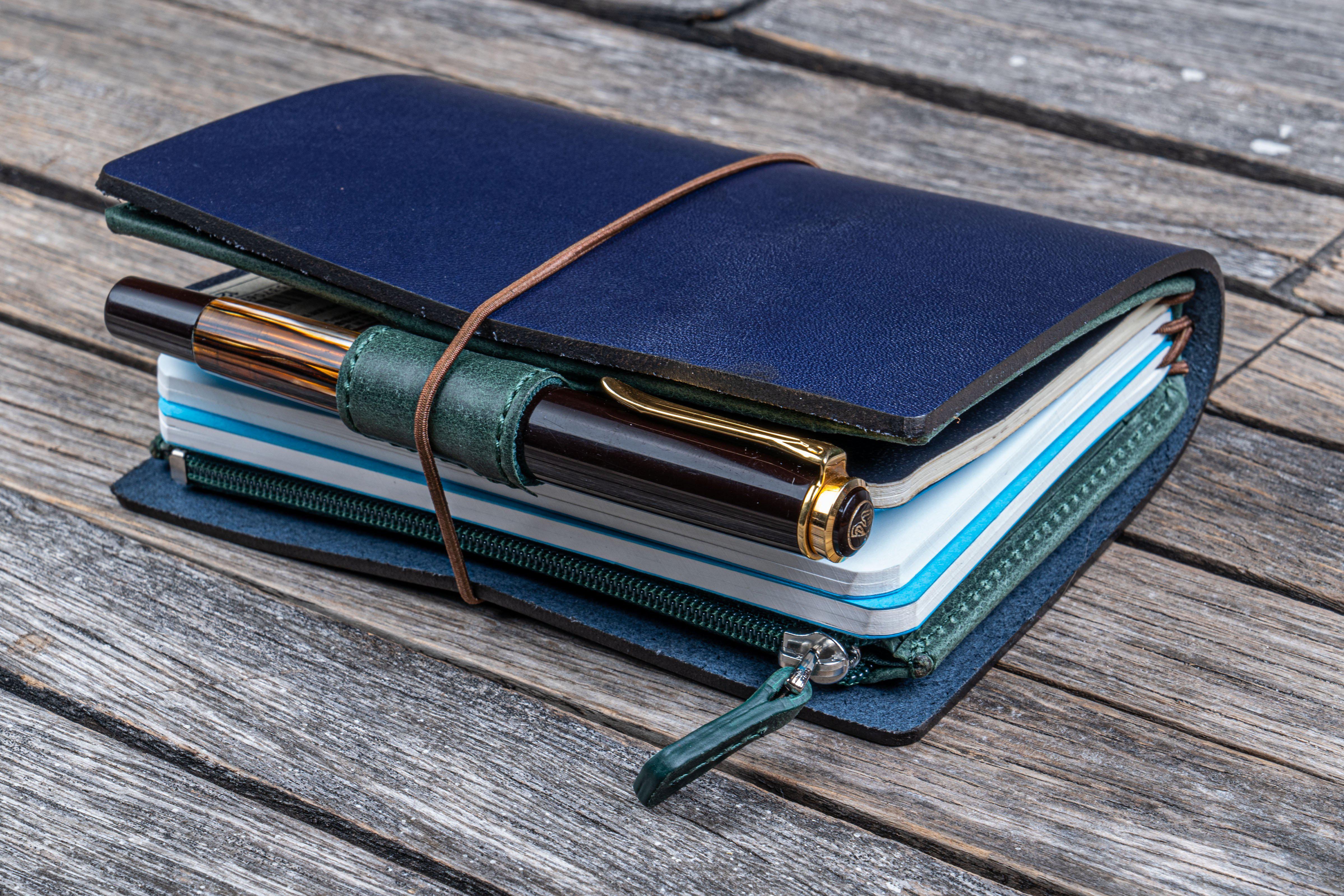 Leather Wallet Insert for Traveler's Notebook - Passport Size - Crazy Horse Forest Green-Galen Leather