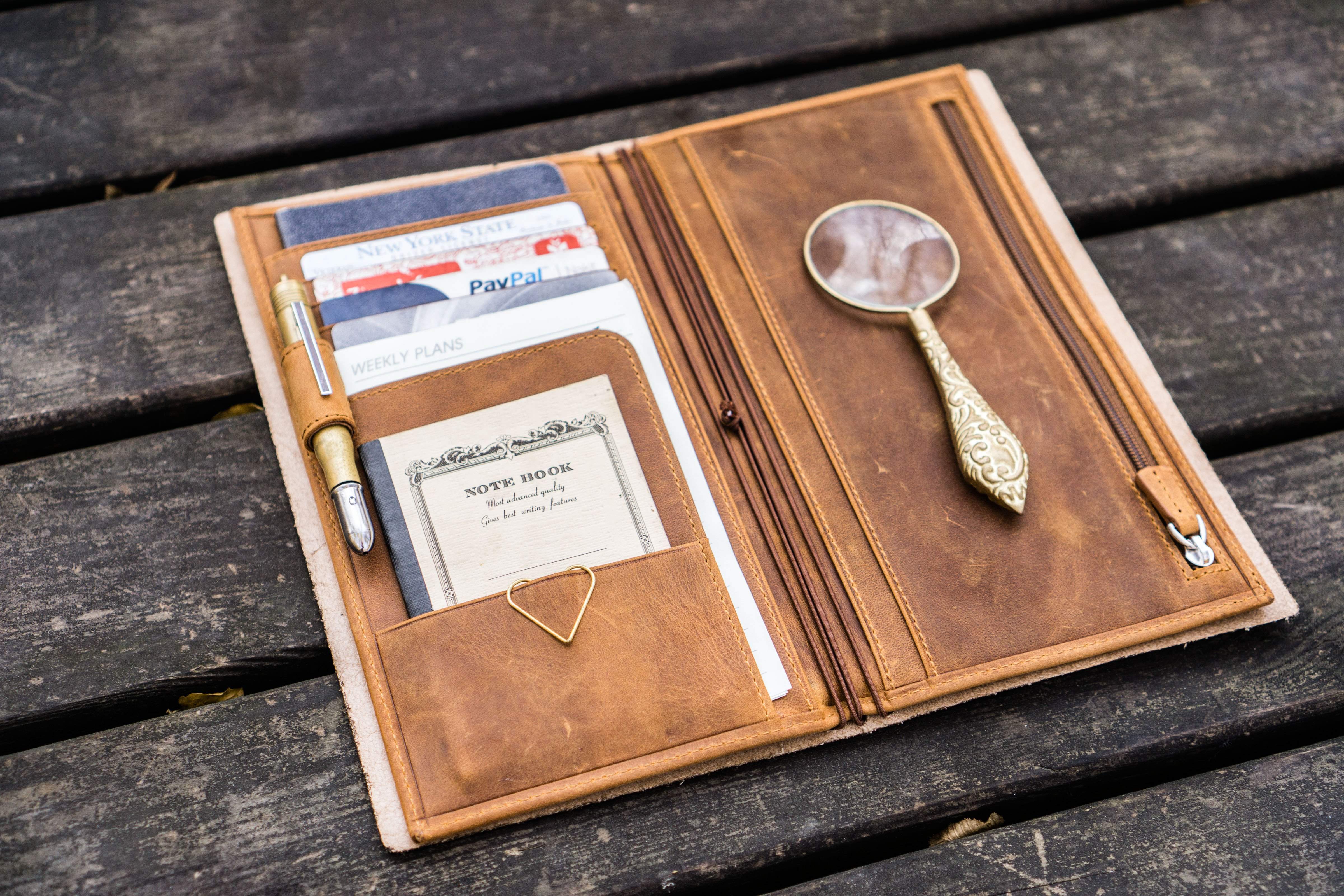 Leather Wallet Insert for Traveler's Notebook - Regular Size - Crazy Horse Brown-Galen Leather