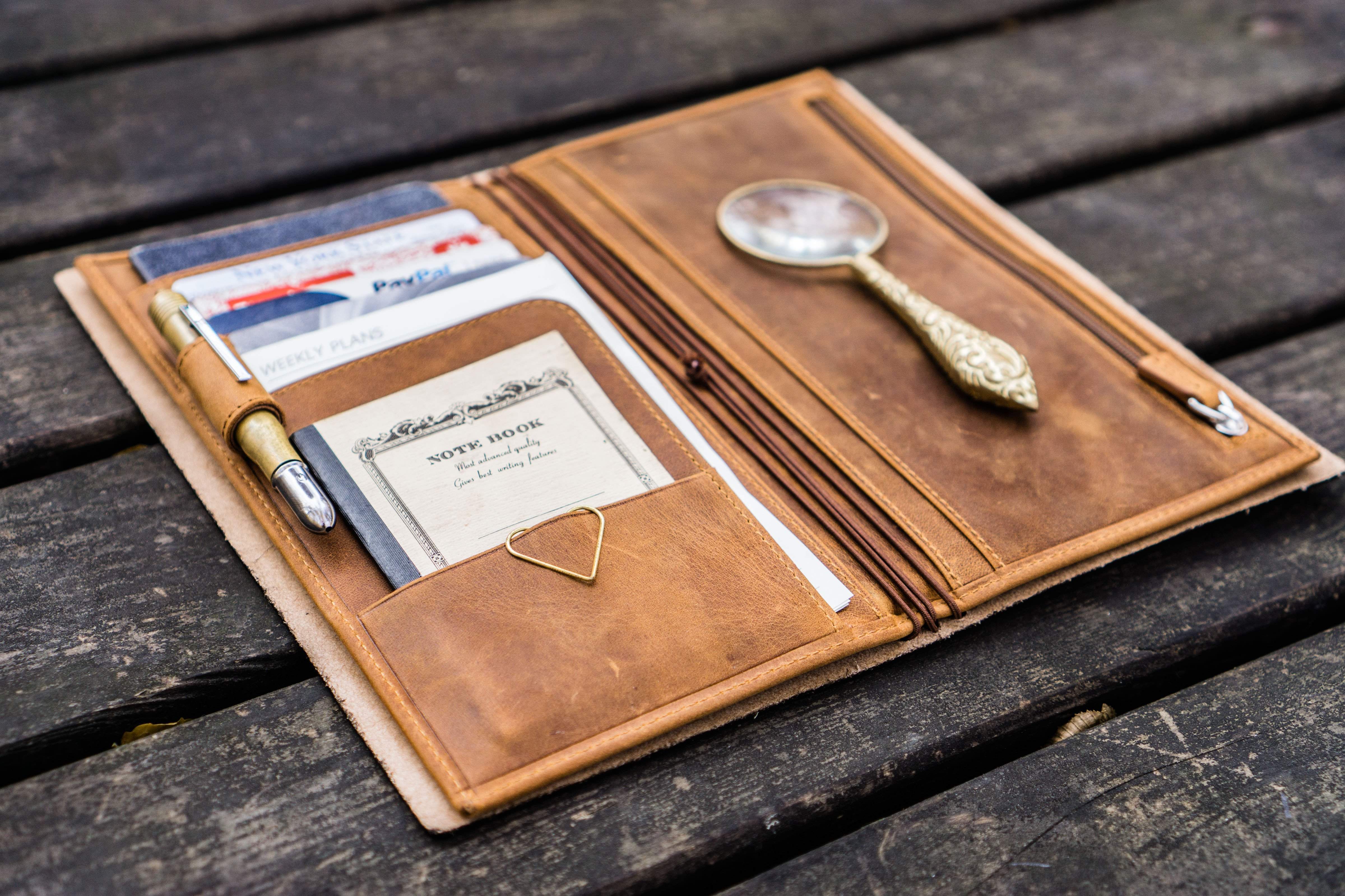 Leather Wallet Insert for Traveler's Notebook - Regular Size - Crazy Horse Brown-Galen Leather