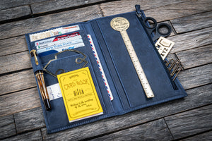 Leather Wallet Insert for Traveler's Notebook - Regular Size - Crazy Horse Navy Blue-Galen Leather