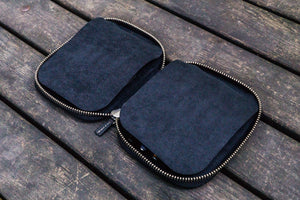 Leather Zippered 10 Slots Pen Case - Black-Galen Leather