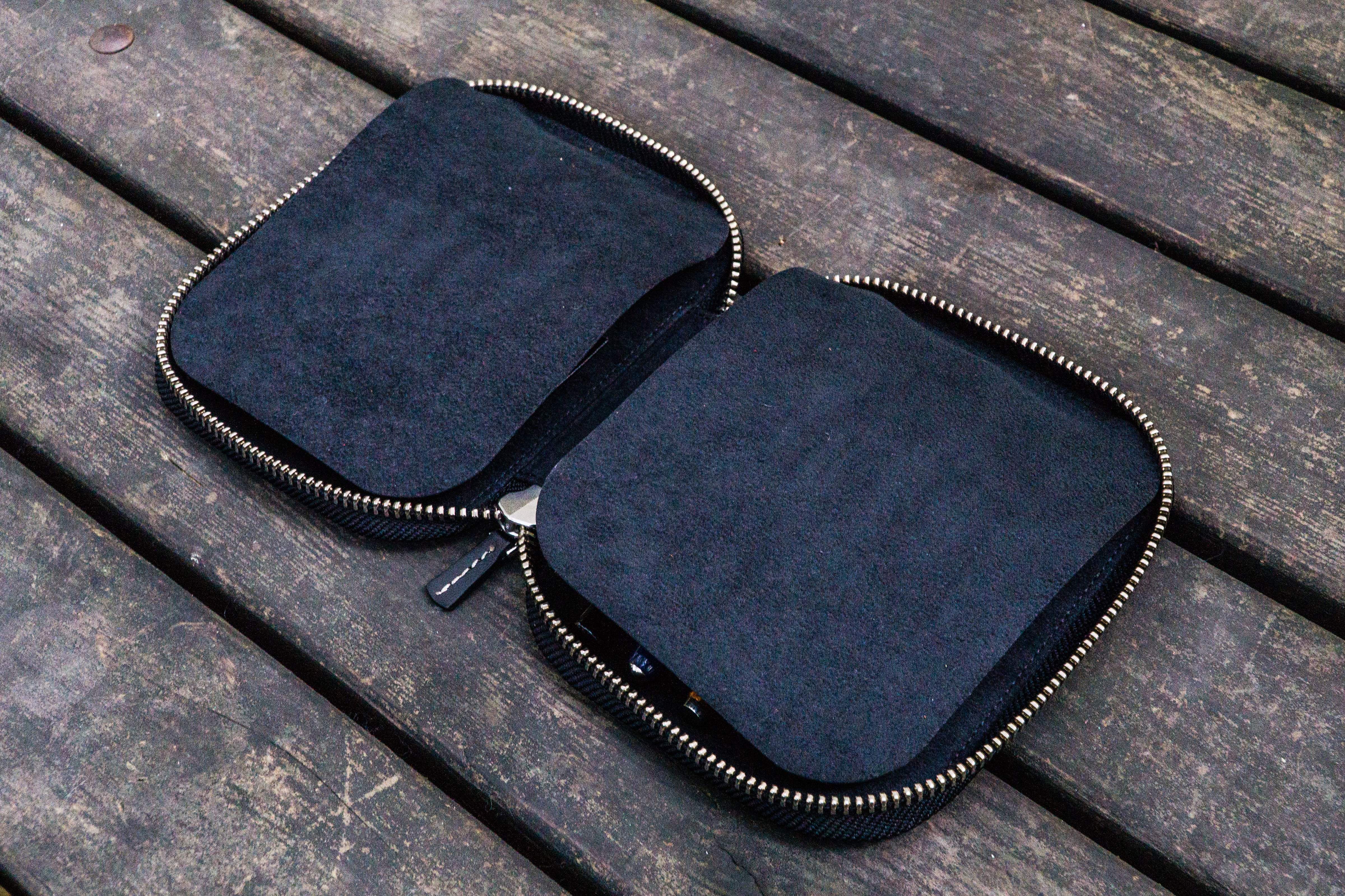 Leather Zippered 10 Slots Pen Case - Black-Galen Leather