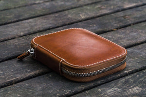 Leather Zippered 10 Slots Pen Case - Brown-Galen Leather