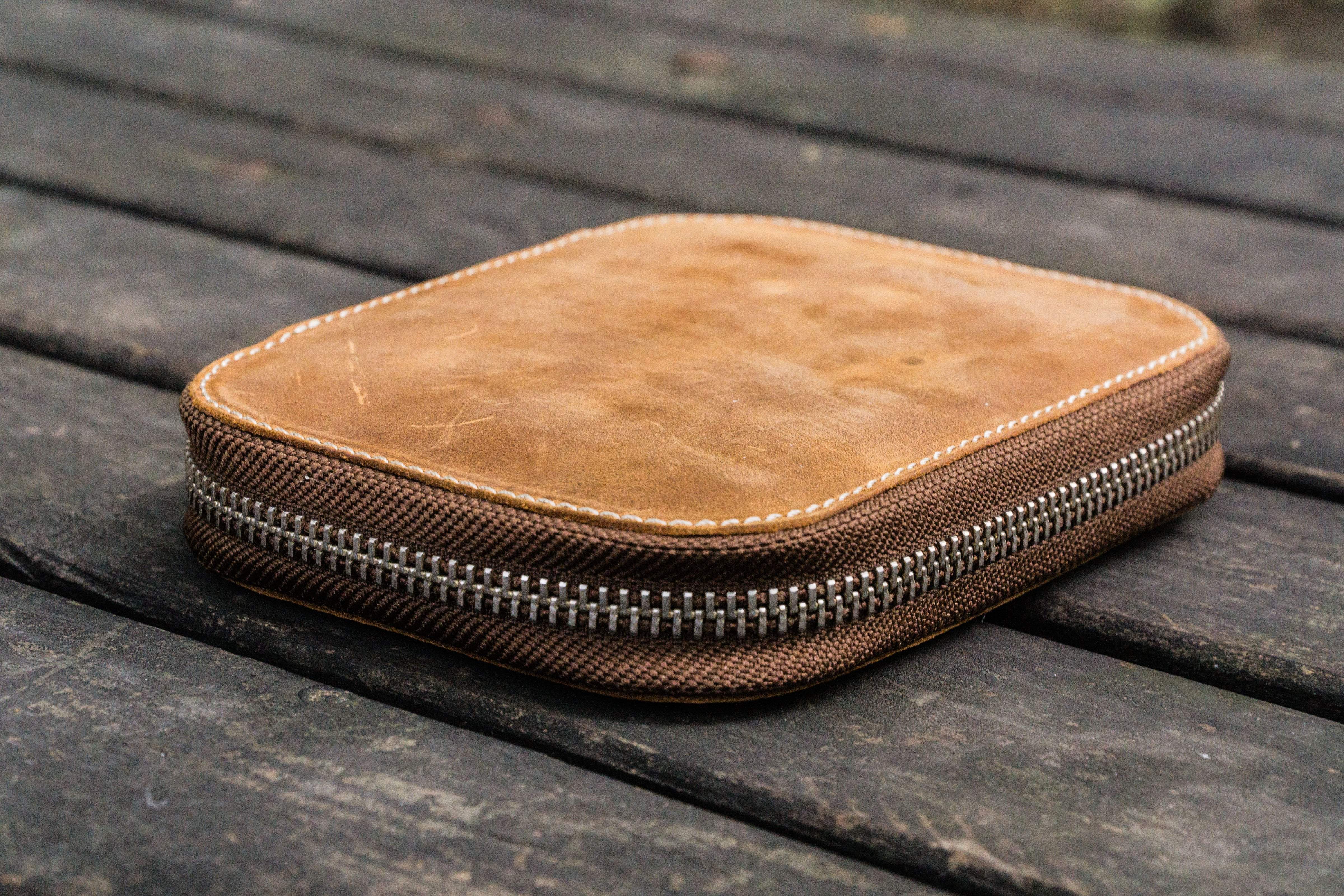 Leather Zippered 10 Slots Pen Case - Crazy Horse Brown-Galen Leather
