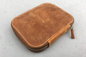 Leather Zippered 10 Slots Pen Case - Crazy Horse Brown-Galen Leather