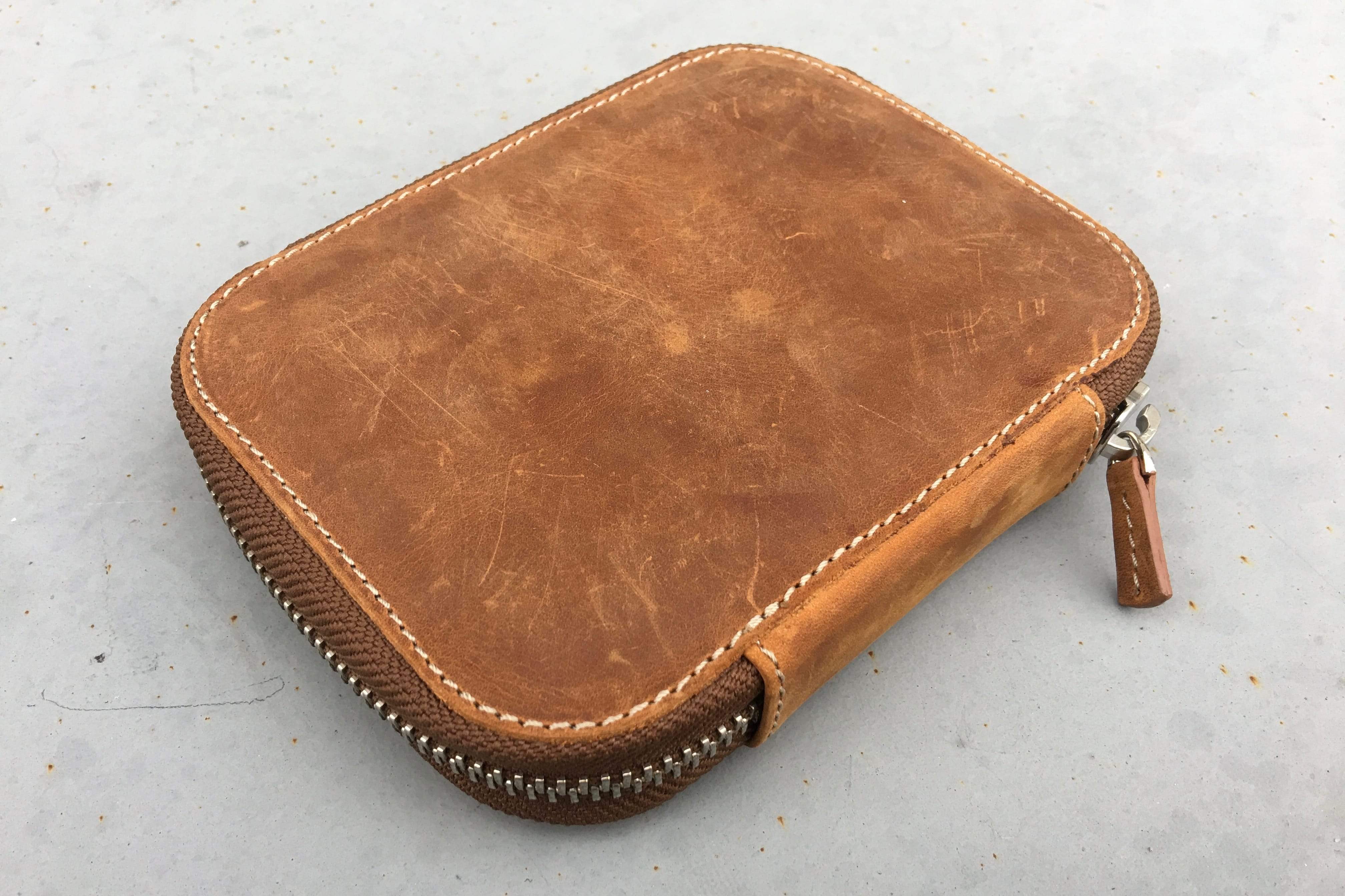 Leather Zippered 10 Slots Pen Case - Crazy Horse Brown-Galen Leather