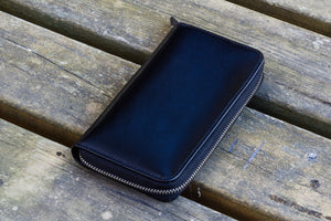 Leather Zippered 3 Slots Pen Case - Black-Galen Leather