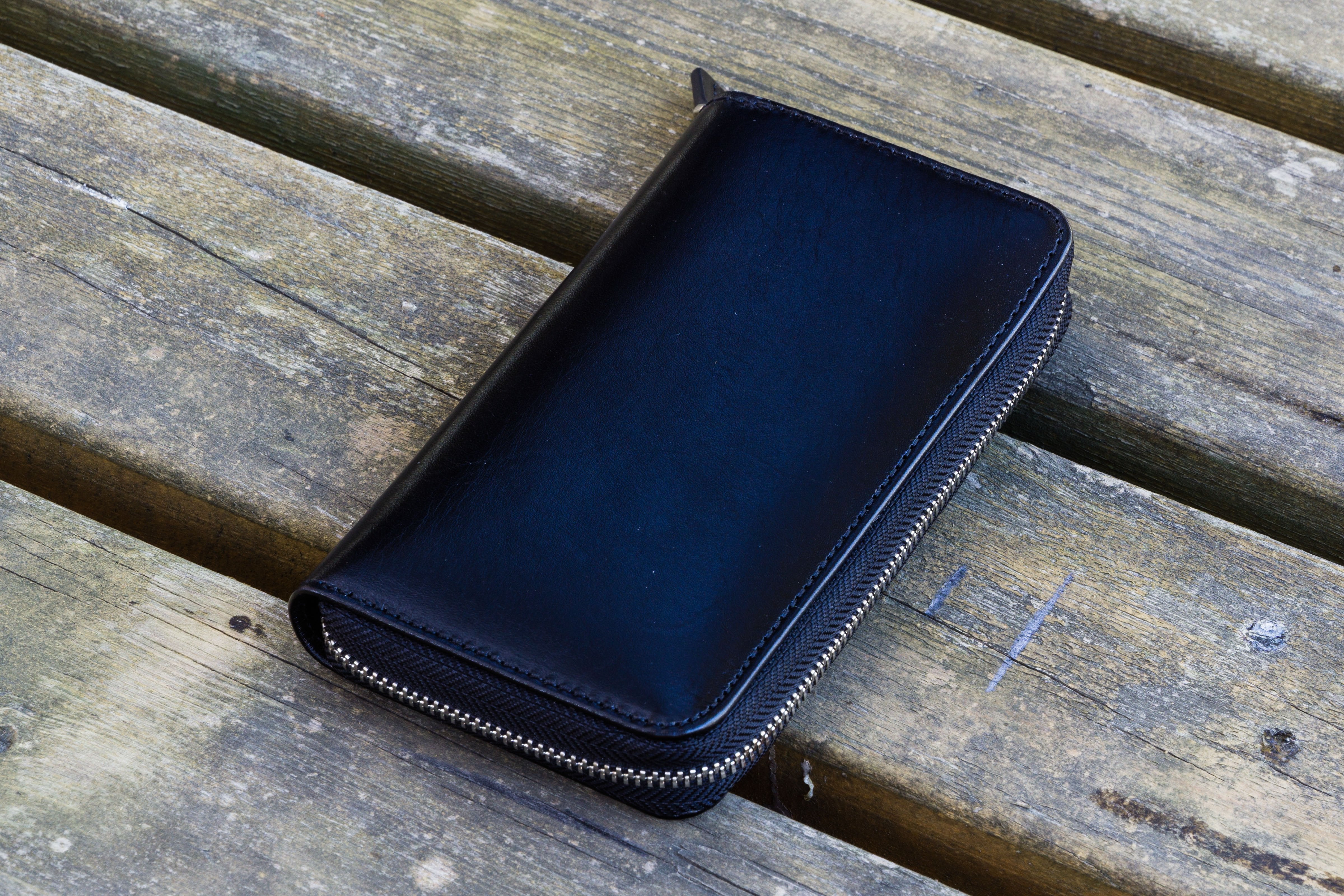 Leather Zippered 3 Slots Pen Case - Black-Galen Leather