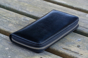 Leather Zippered 3 Slots Pen Case - Black-Galen Leather
