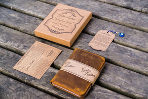 Leather Zippered 3 Slots Pen Case - Crazy Horse Brown-Galen Leather