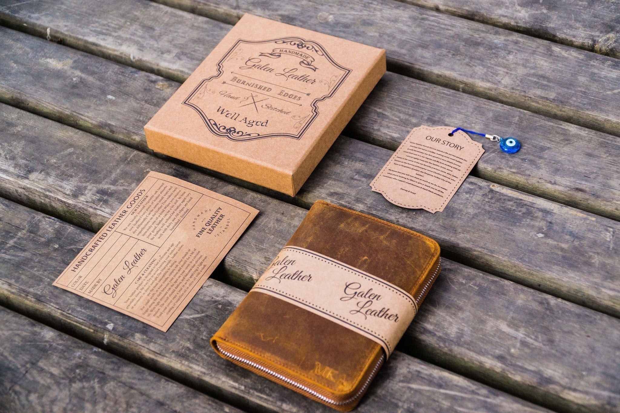 Leather Zippered 3 Slots Pen Case - Crazy Horse Brown-Galen Leather