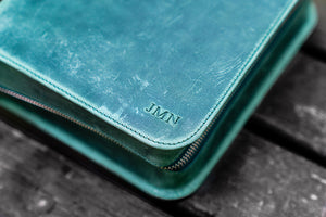 Leather Zippered 40 Slots Pen Case - Crazy Horse Forest Green-Galen Leather
