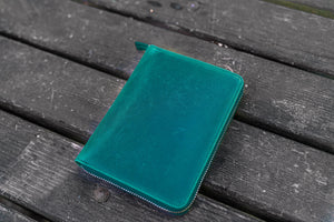 Leather Zippered 5 Slots Pen Case - Crazy Horse Forest Green-Galen Leather