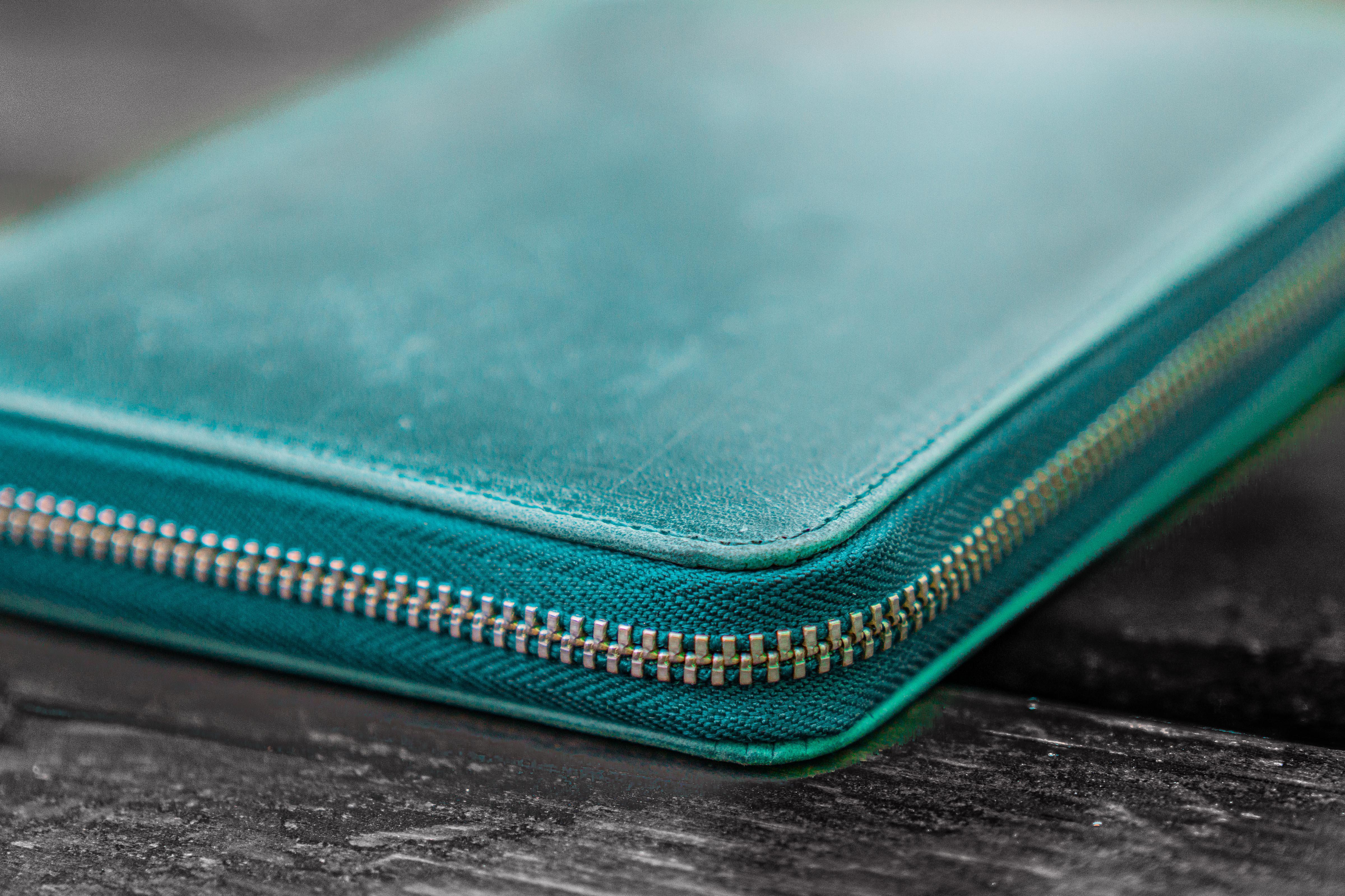 Leather Zippered 5 Slots Pen Case - Crazy Horse Forest Green-Galen Leather