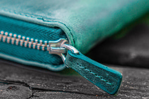 Leather Zippered 5 Slots Pen Case - Crazy Horse Forest Green-Galen Leather