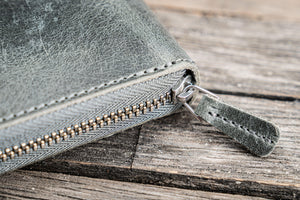 Leather Zippered 5 Slots Pen Case - Crazy Horse Smoky-Galen Leather