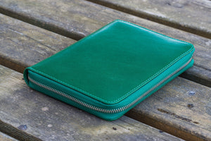 Leather Zippered 5 Slots Pen Case - Green-Galen Leather