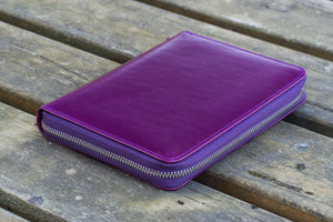 Leather Zippered 5 Slots Pen Case - Purple-Galen Leather