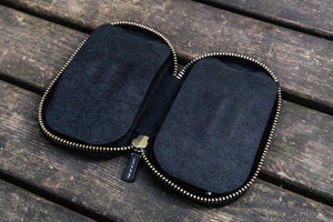 Leather Zippered 6 Slots Pen Case - Black-Galen Leather