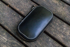 Leather Zippered 6 Slots Pen Case - Black-Galen Leather