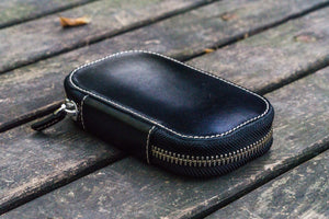 Leather Zippered 6 Slots Pen Case - Black-Galen Leather