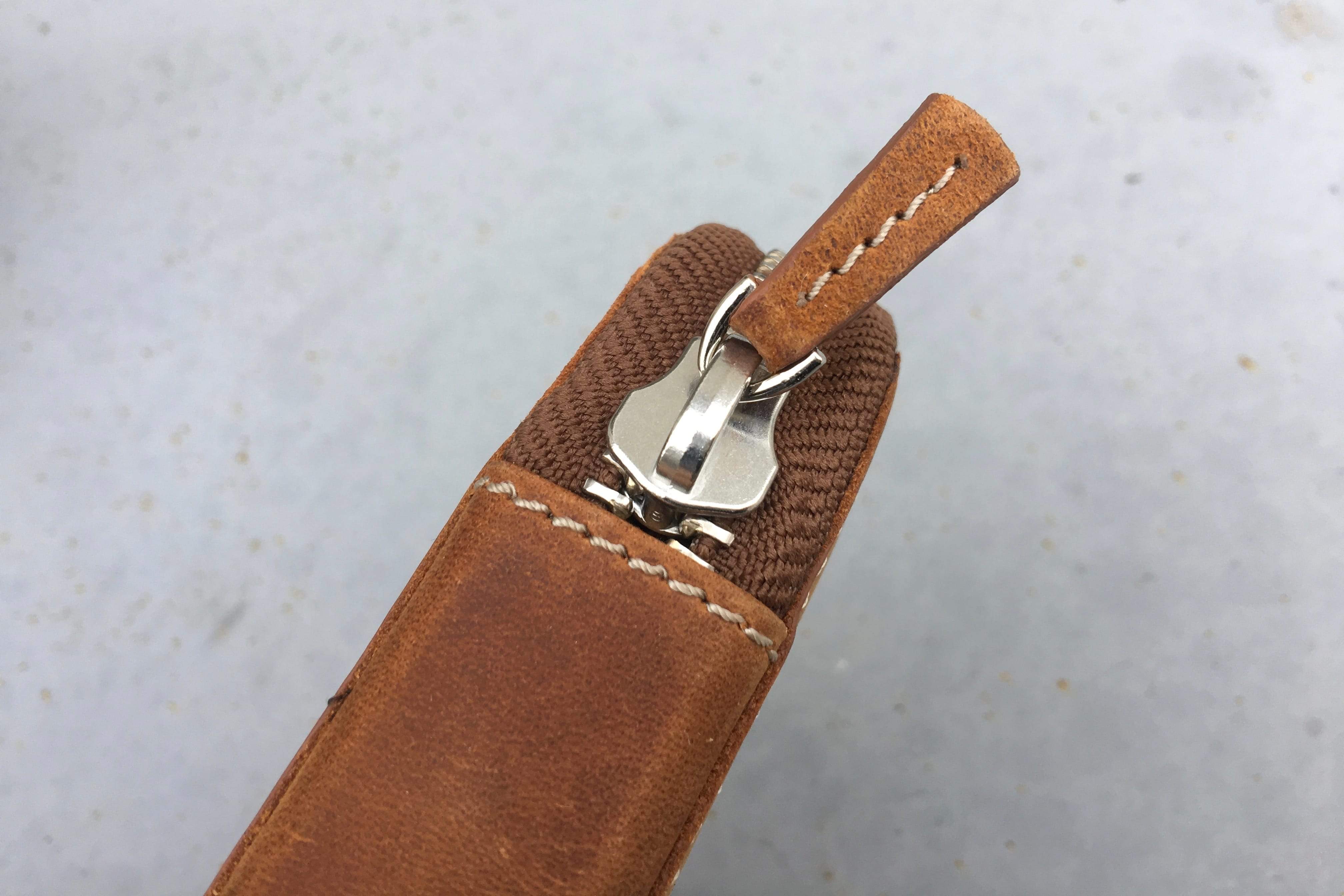 Leather Zippered 6 Slots Pen Case - Crazy Horse Brown-Galen Leather