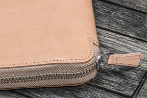 Handmade Undyed Leather Zippered B6 / B6 Slim Planner & Notebook Folio - Galen Leather