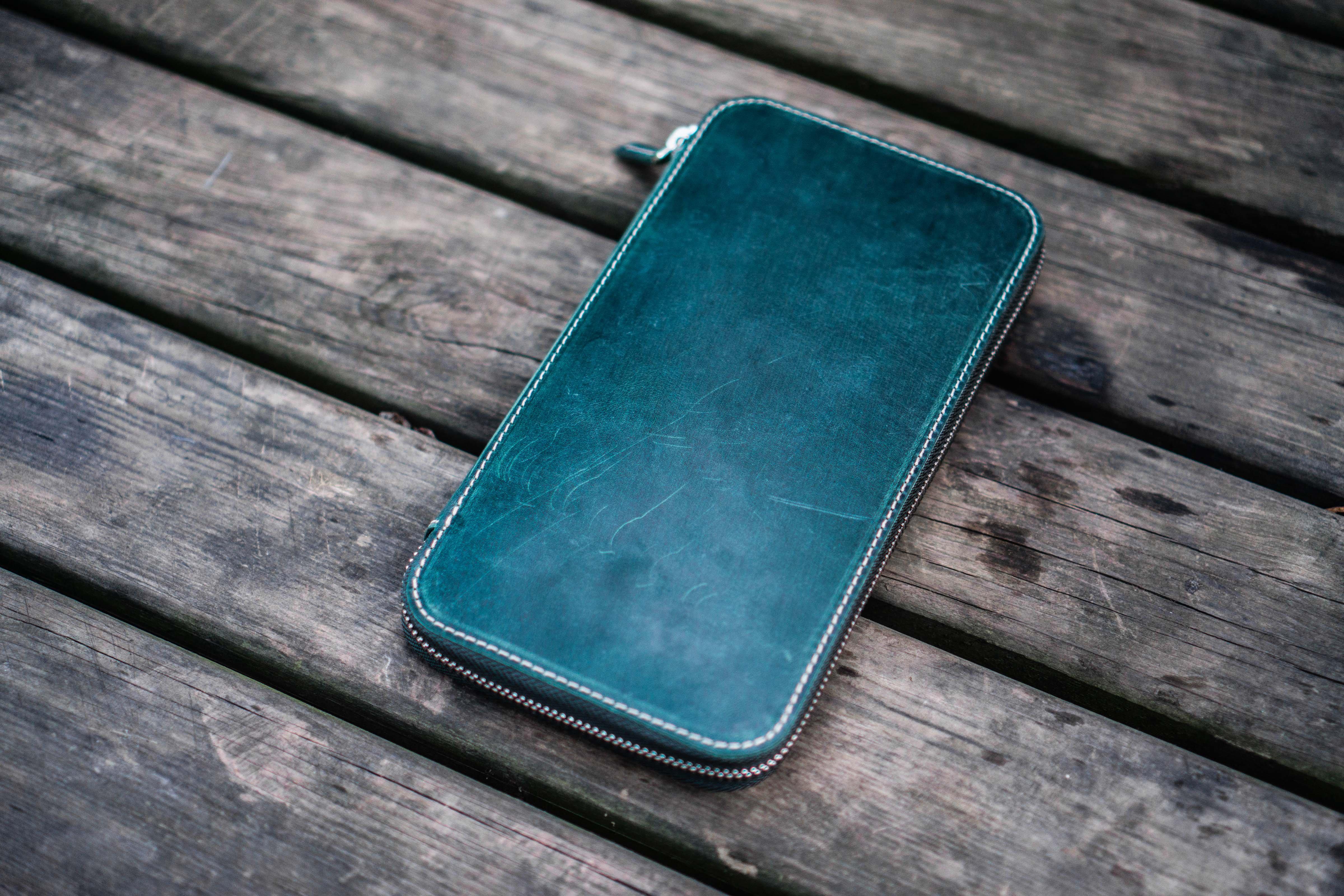 Leather Zippered Hobonichi Weeks Cover - Crazy Horse Forest Green-Galen Leather